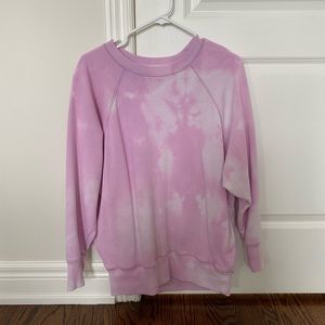 Pink and white tie dye aerie crewneck
